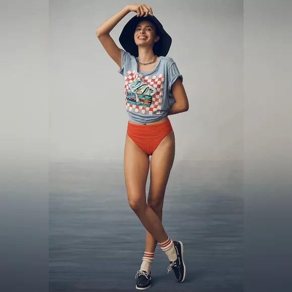 🪷NWT Anthropologie Maive Sardine Linen Blend Graphic Tee In Sardine Print, XL🌙 - Picture 4 of 9